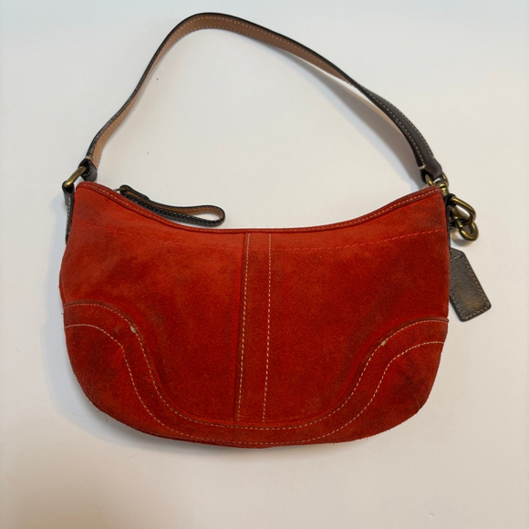 Vintage Coach 4284 Red Suede Soho Hobo Shoulder Bag 2004 Y2K Era Rare Colorway - Picture 2 of 12